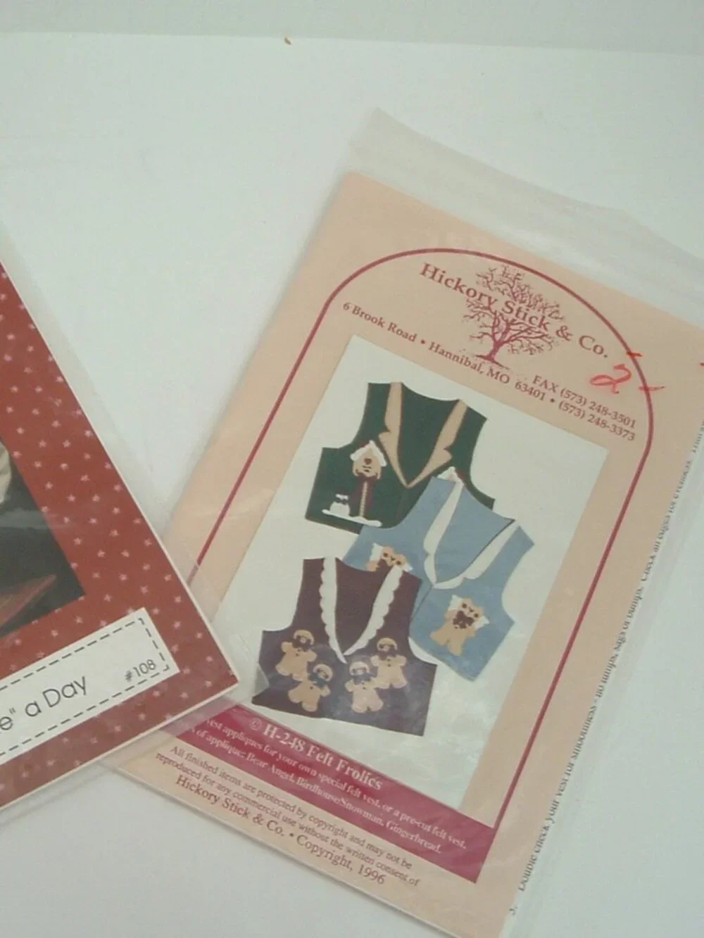 Applique pattern 2 set lot country bears gingerbread bird house for clothing NOS